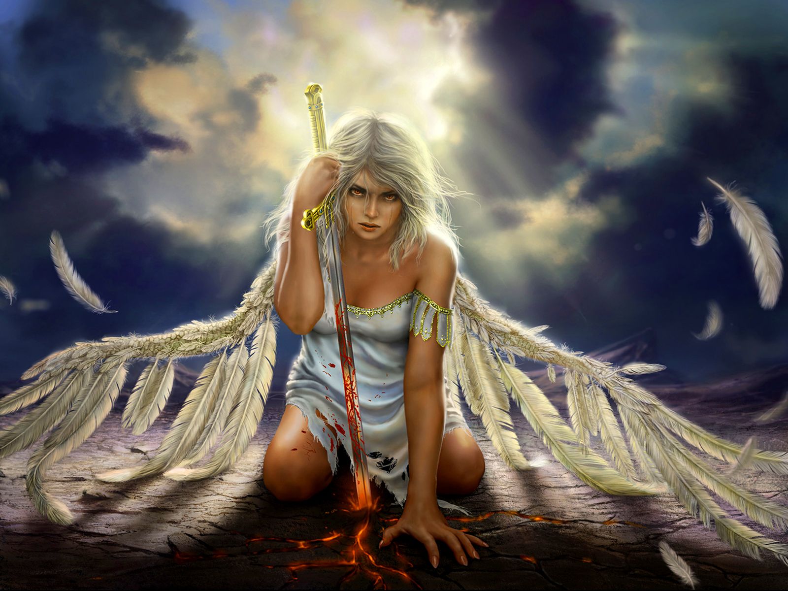 Female Warrior Angel Fantasy Art - HD Wallpaper 