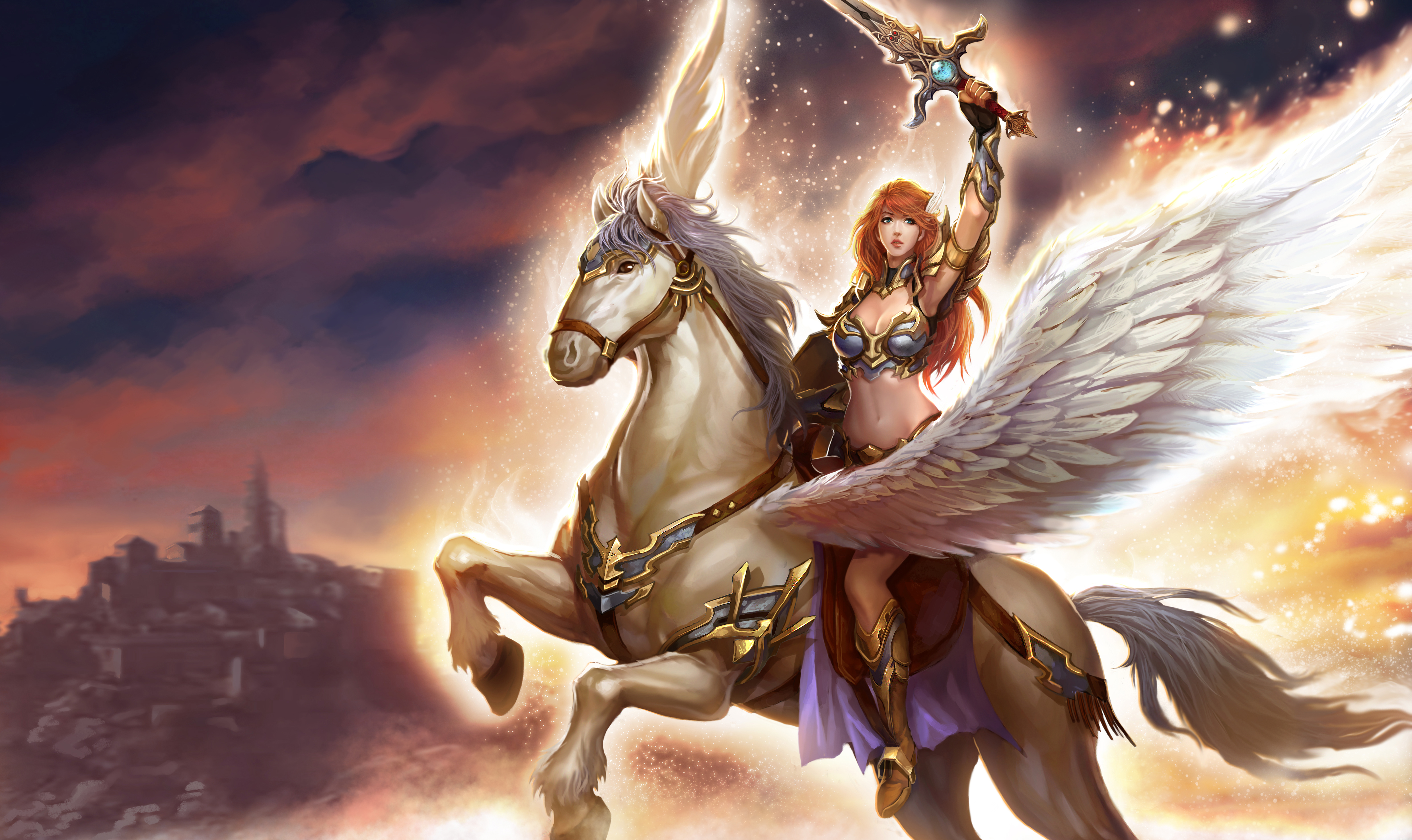 Warrior On White Horse - HD Wallpaper 