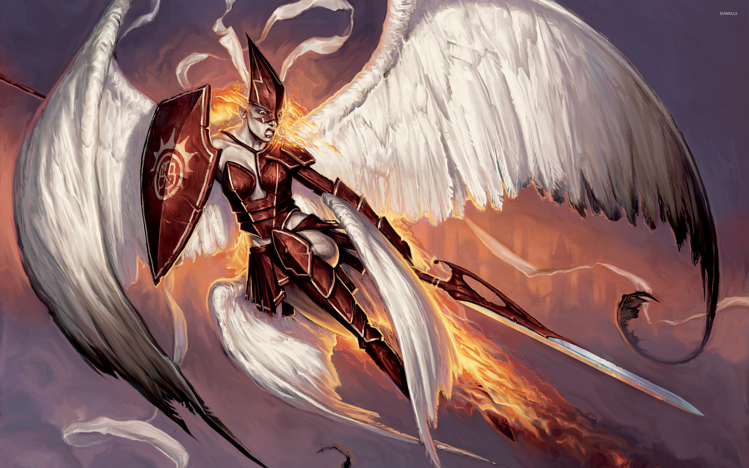 Warrior Anime Angel Fantasy Art - HD Wallpaper 