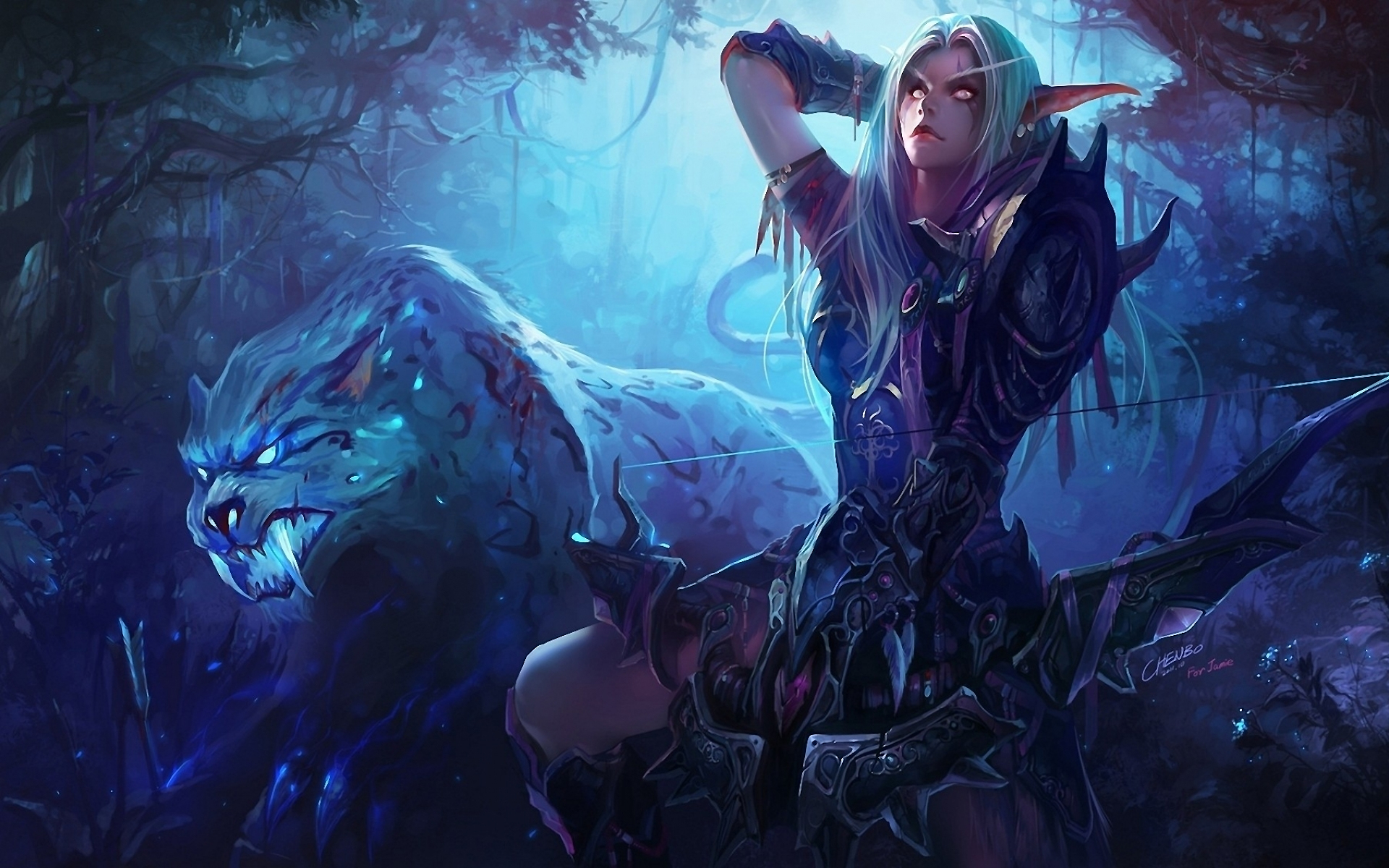 Wow Night Elf Hunter - HD Wallpaper 