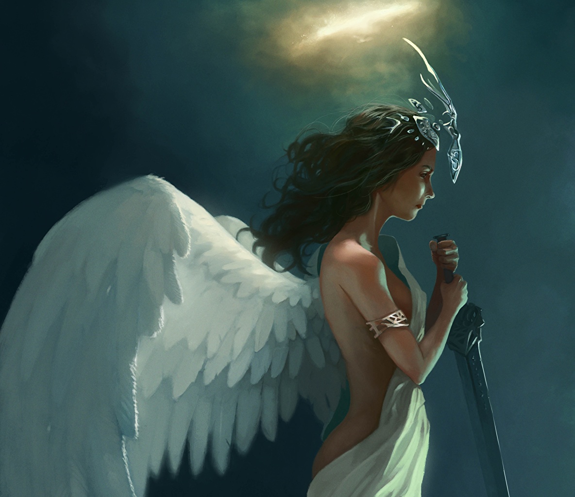 Angel With Halo Girl - HD Wallpaper 
