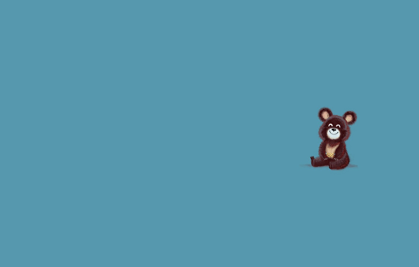Photo Wallpaper Animal, Minimalism, Bear, Bear, Blue - Cartoon - HD Wallpaper 