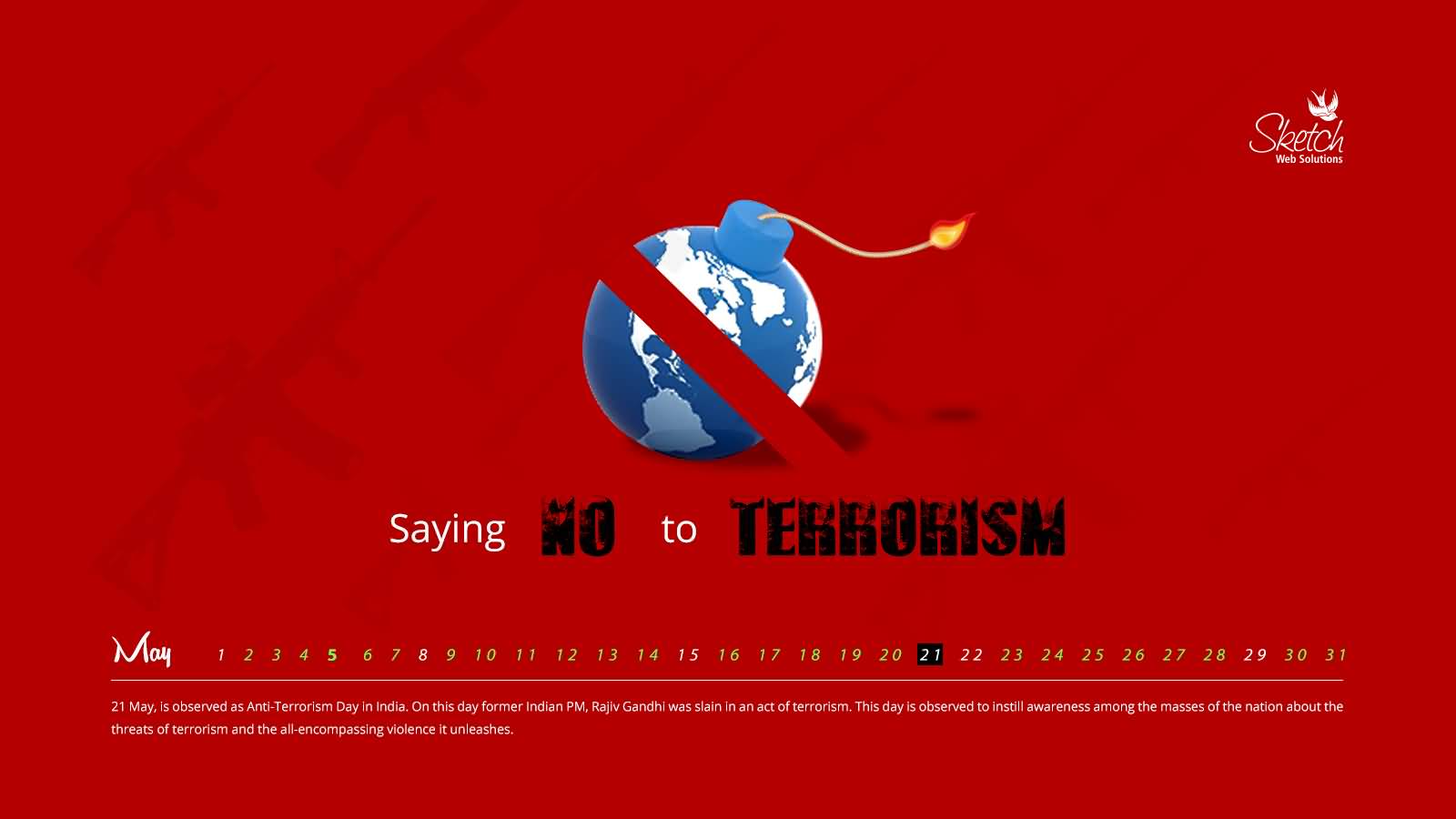 Saying No To Terrorism Anti Terrorism Day Wallpaper - Anti Terrorism Day Poster - HD Wallpaper 