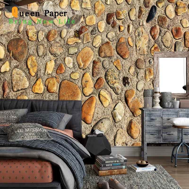 Realistic Crushed Stone Pattern Latest Design Dirty-proof - Stone Wall Wallpaper Bedroom - HD Wallpaper 