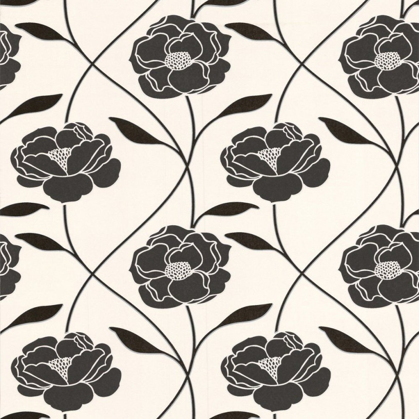 Bathroom Wallpaper Black And White Flower - HD Wallpaper 