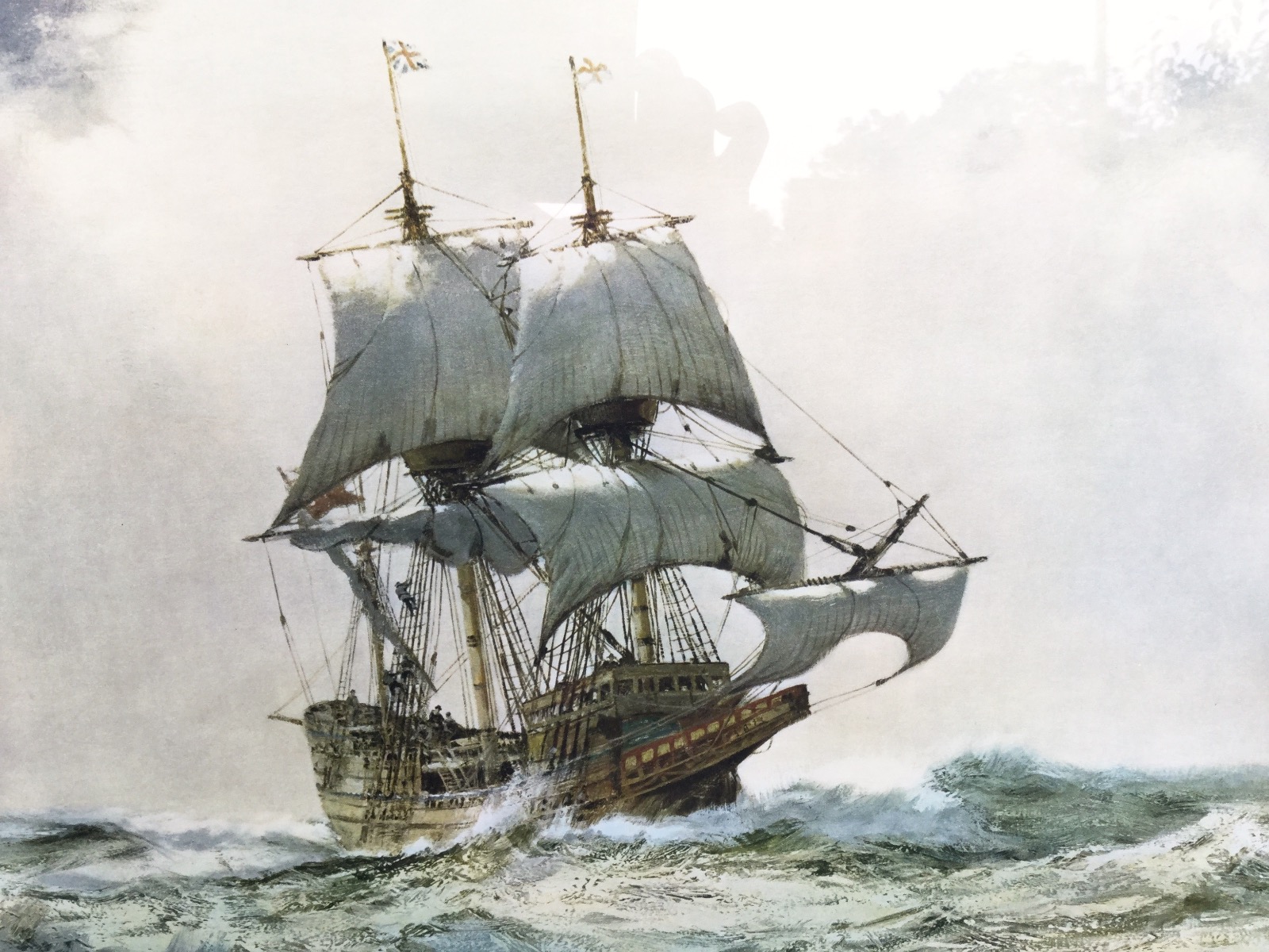 Montague Dawson Signed Lithograph Of The Mayflower - Sailing Ships Montague Dawson - HD Wallpaper 