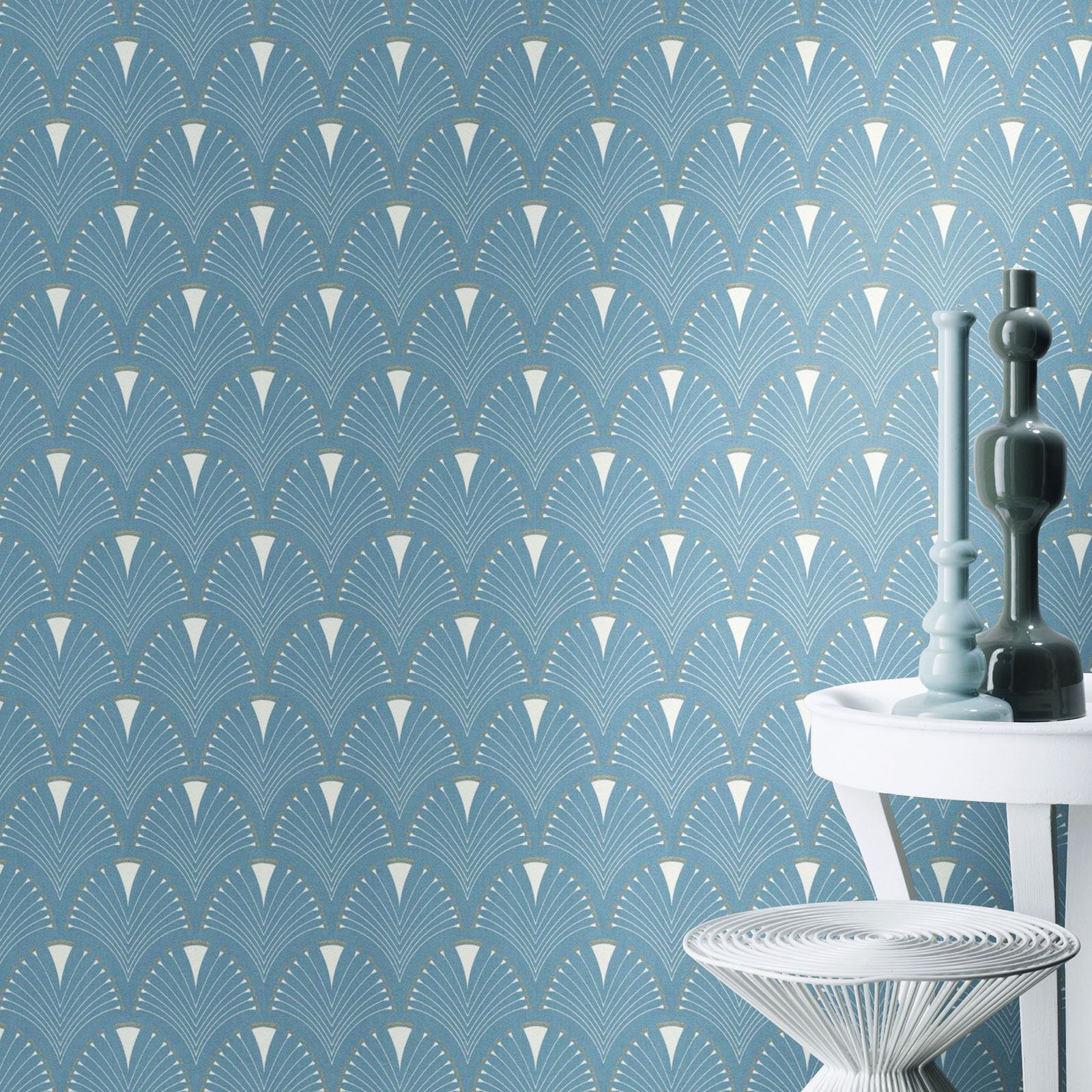 Picture 3 Of - Blue Art Deco Wallpaper Texture - HD Wallpaper 