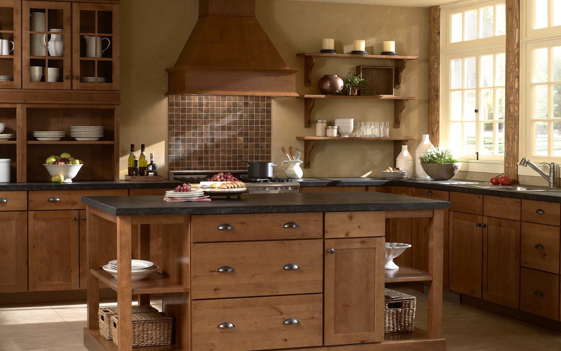 Beautiful Wooden Kitchen Home Furniture Hd Images - Wooden Kitchen Interior Design - HD Wallpaper 