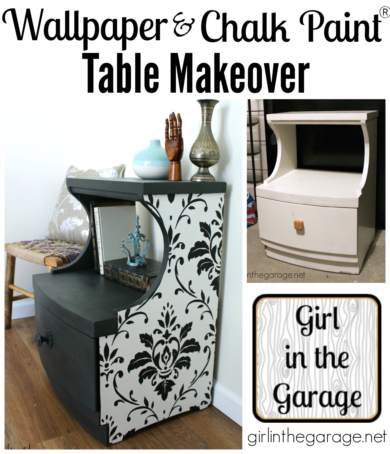 Beautiful Decoupage Table Makeover With Wallpaper And - HD Wallpaper 