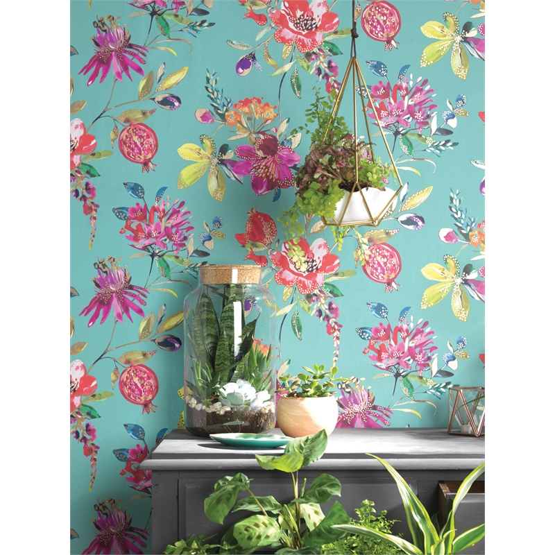 Tapeta Turkusowa W Kwiaty - HD Wallpaper 