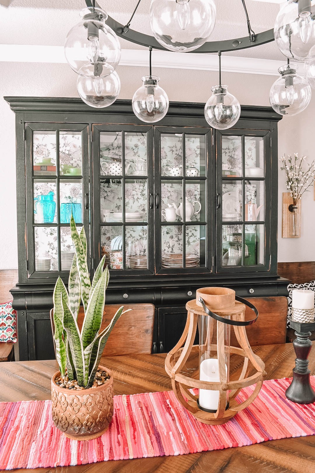 Easy Diy China Cabinet Update Using Wallpaper - Interior Design - HD Wallpaper 