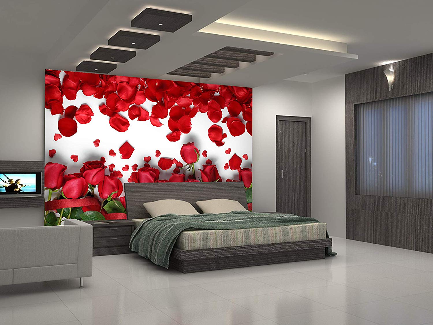 999store Rose Flower Hd Wallpaper Bed Room Living Room - Best Ceiling Design For Bedroom - HD Wallpaper 