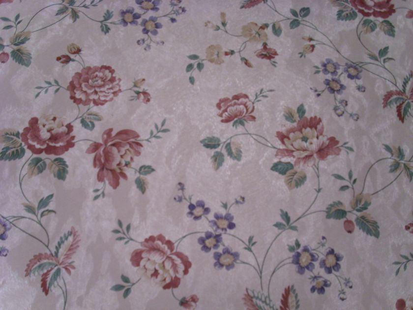 Mauve, Blue, Green & Tan Jacobean Floral Wallpaper - Linen - HD Wallpaper 