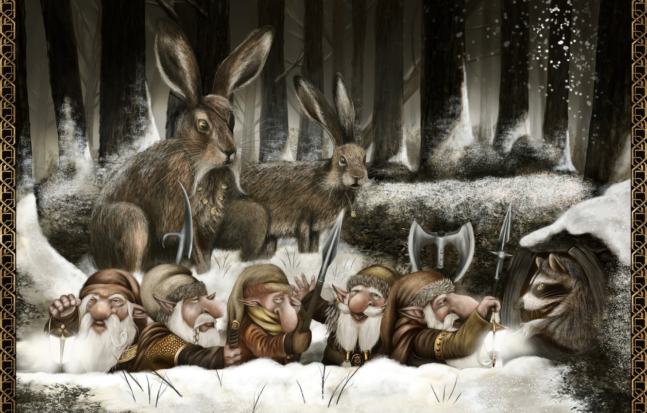 Photo Wallpaper Dwarves, Raccoon, Rabbits, The Comeback - Herd - HD Wallpaper 