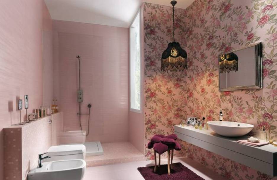 Vintage Bathroom Vintage Decor Bathroom Ideas Modern - Floral Bathroom Tile Designs - HD Wallpaper 