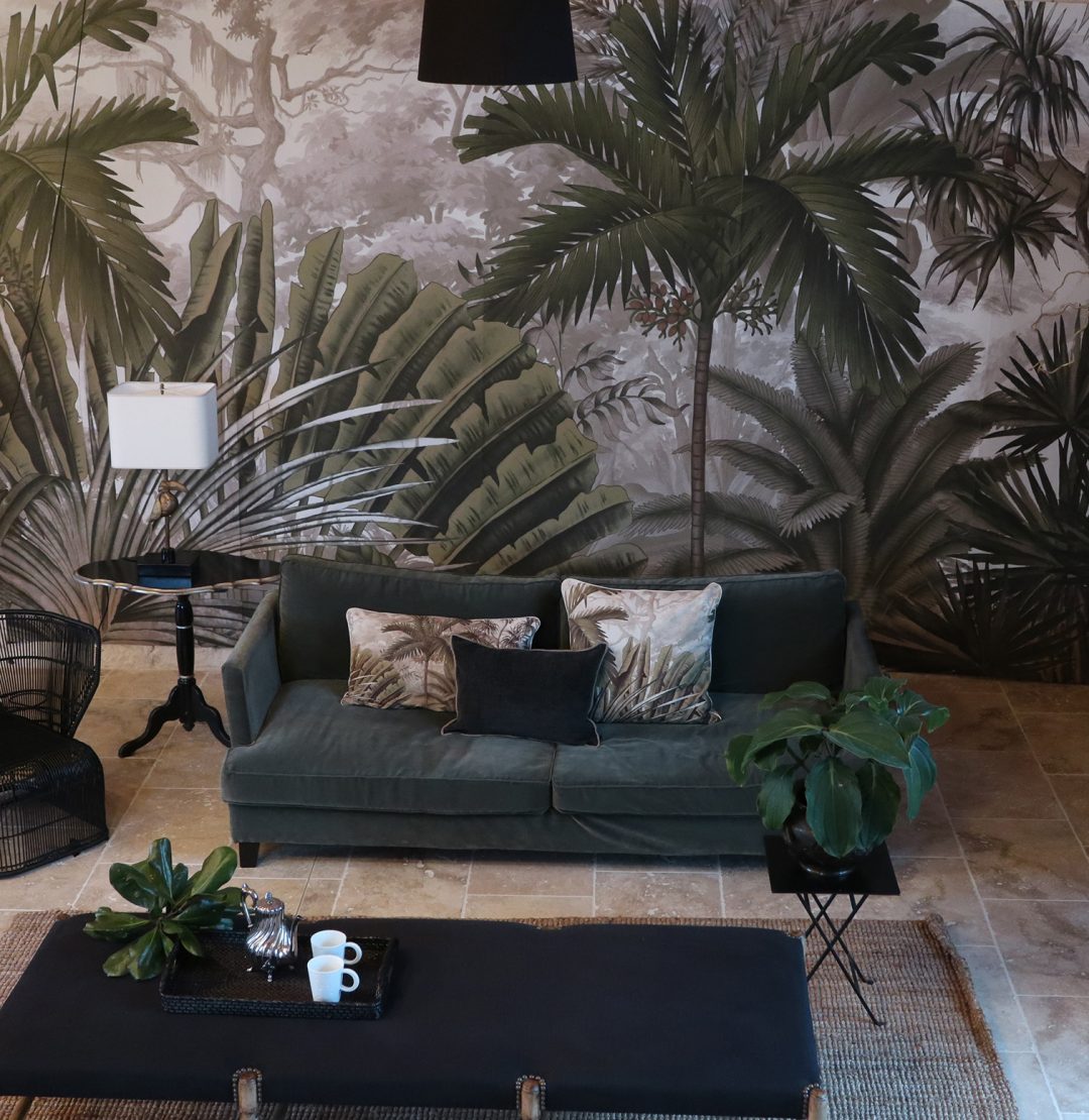 Mural Tropical Leaves Wall - HD Wallpaper 