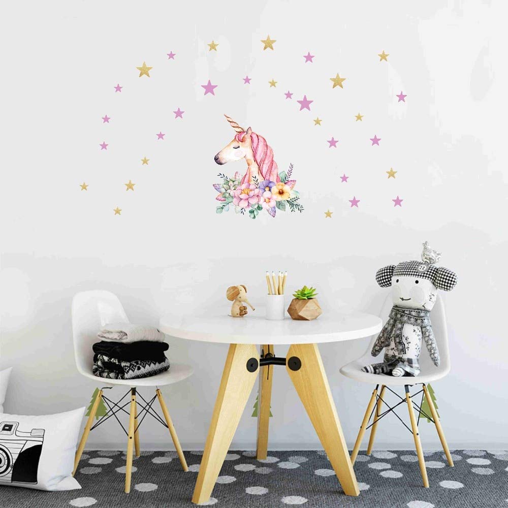 Gadgets Wrap Stars Moon Flower Unicorn Decals Vinyl - Arabic Study - HD Wallpaper 