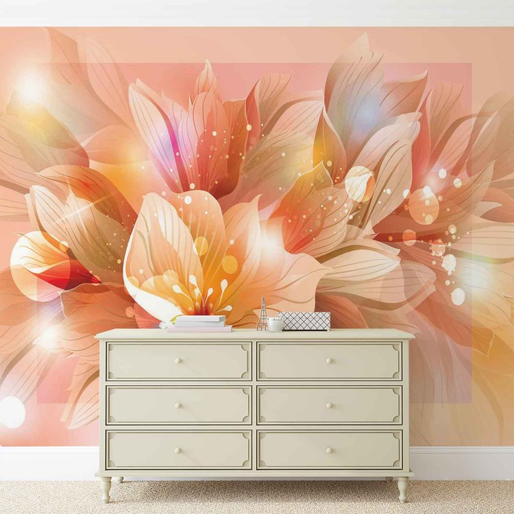 Flowers Nature Orange Wallpaper Mural - HD Wallpaper 