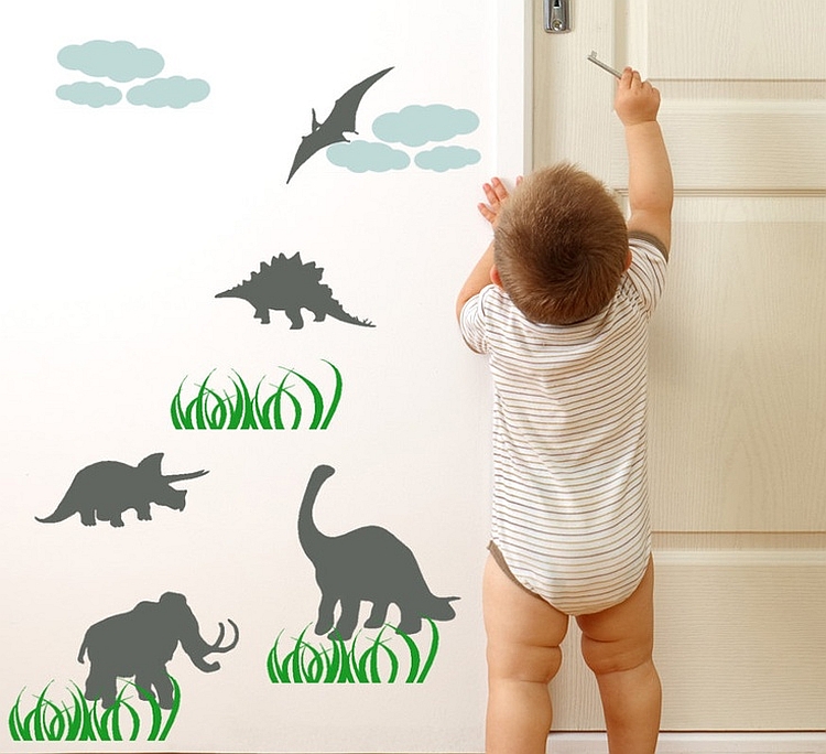 Simple Wallpaper With Dinosaur Motif For The Little - Tall Is 120cm In Height - HD Wallpaper 