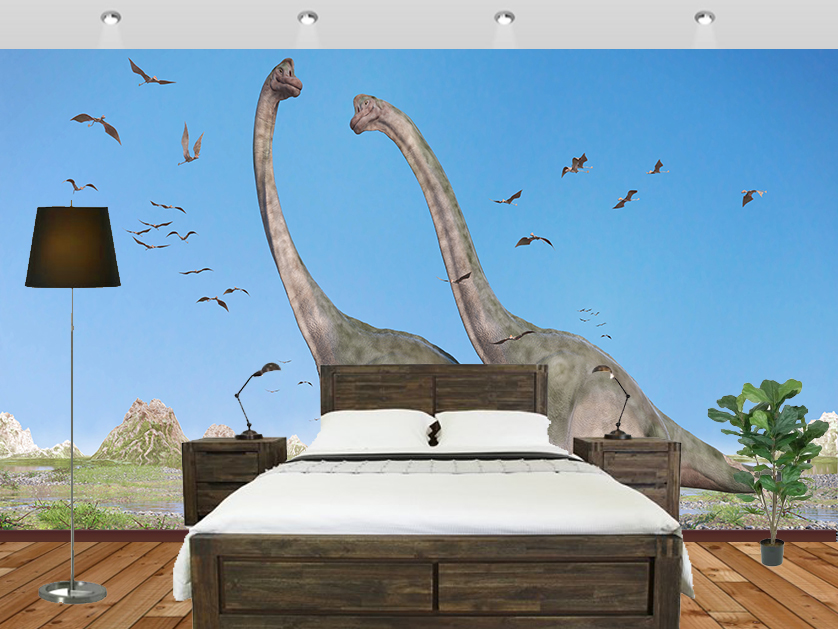Happy Dinosaur Blue Sky Wall Mural Bed Room - Epic Wallpapers For Bedroom - HD Wallpaper 
