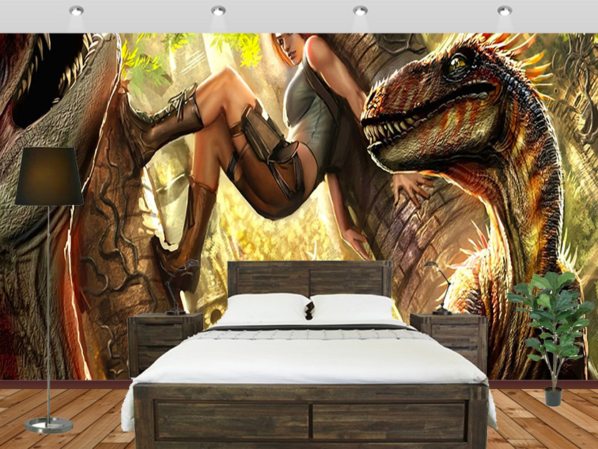 Dinosaurs Attack Tomb Raider Bedroom - Ark Survival Evolved - HD Wallpaper 