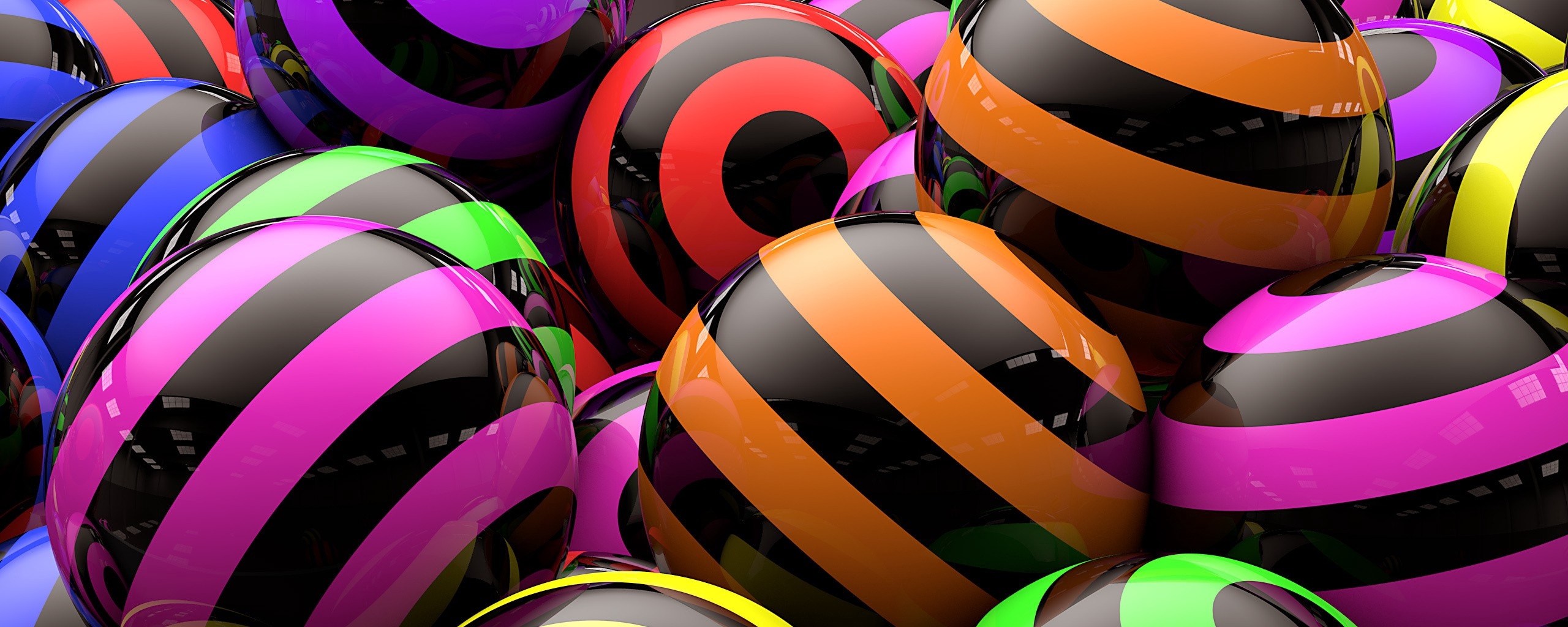 Wallpaper Balls, Striped, Bright, Line - 3d Wallpaper Uhd - HD Wallpaper 