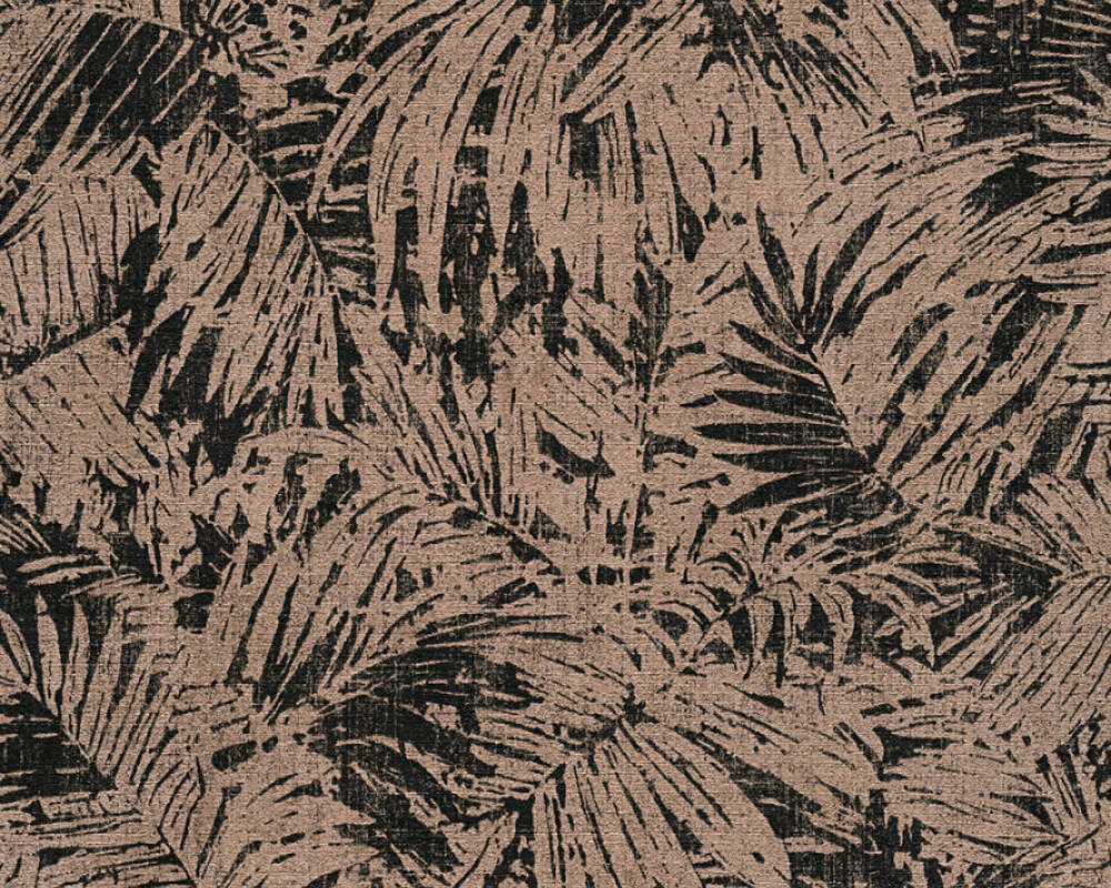 Création Wallpaper Floral, Black, Bronze, Metallic - Borneo 32263 1 - HD Wallpaper 