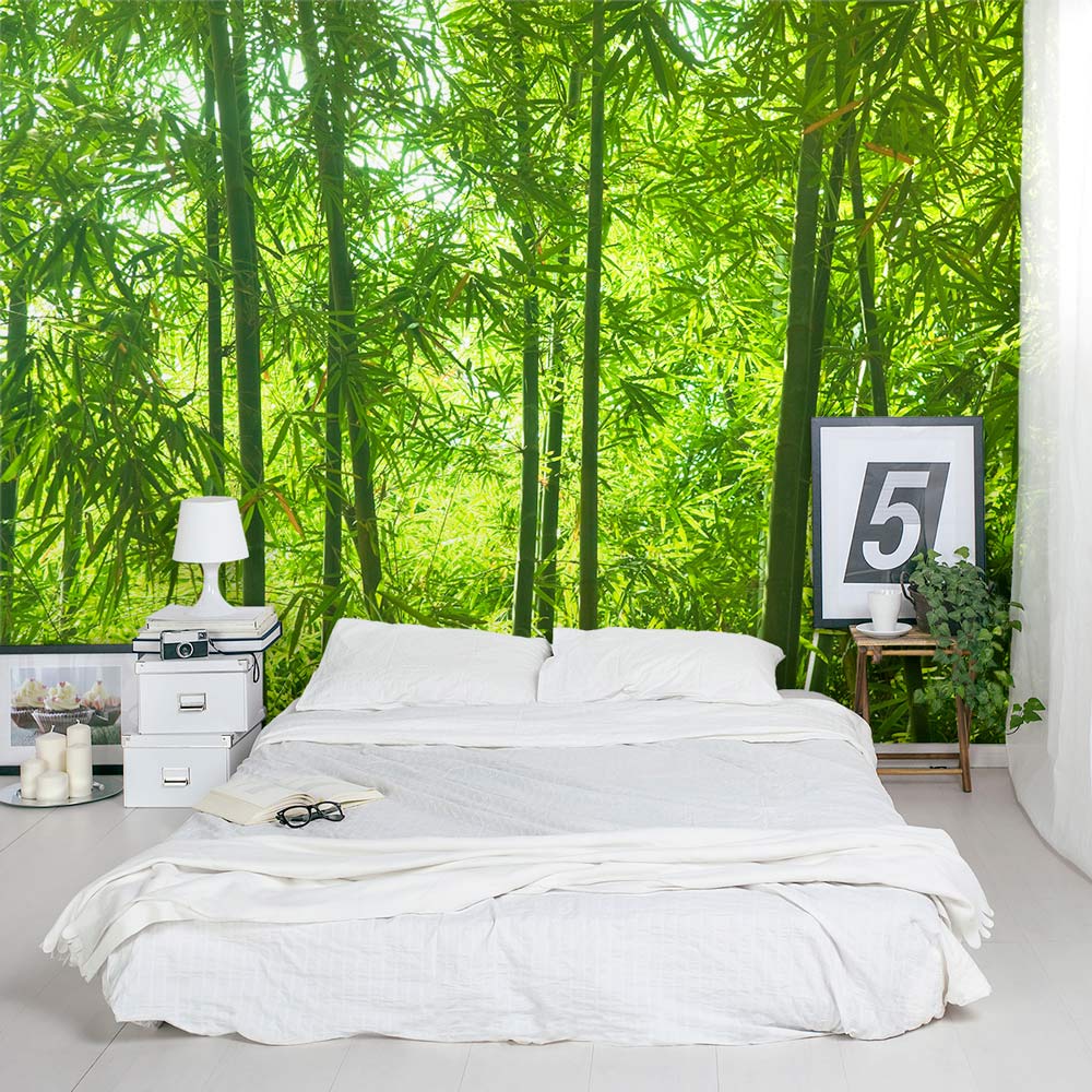 Bamboo Forest Wall Mural - Bedroom Wallpaper Mural Forest - HD Wallpaper 