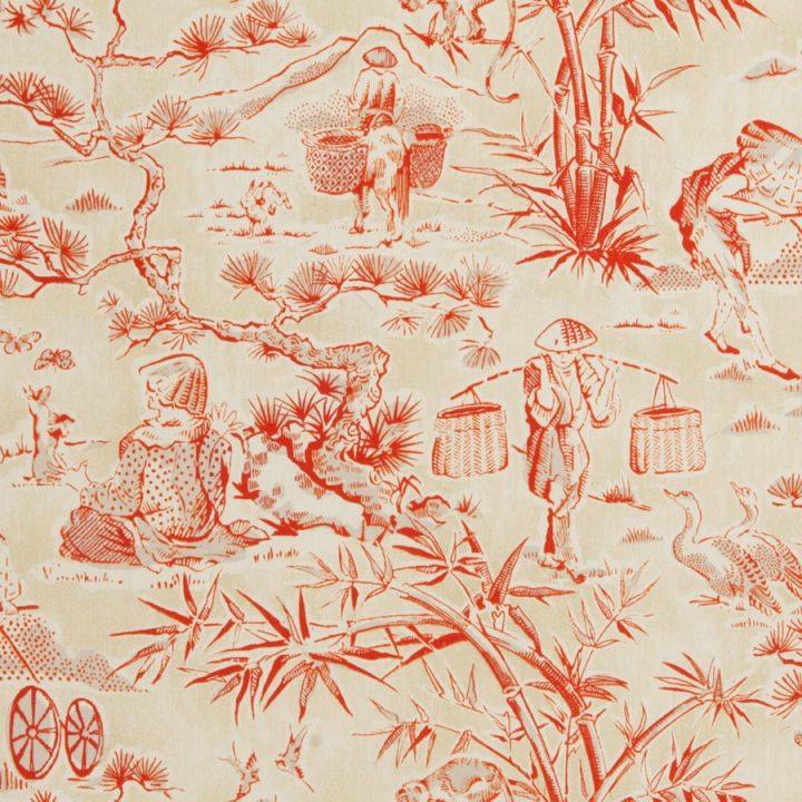 Toile Jouy Orange - HD Wallpaper 
