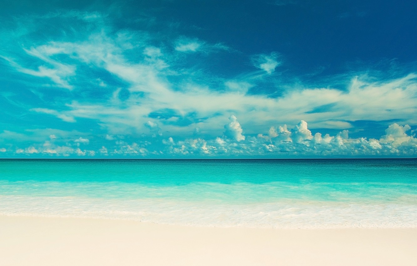 Photo Wallpaper Sea, Beach, The Sky, Water, Clouds, - Beach Background Full Screen - HD Wallpaper 