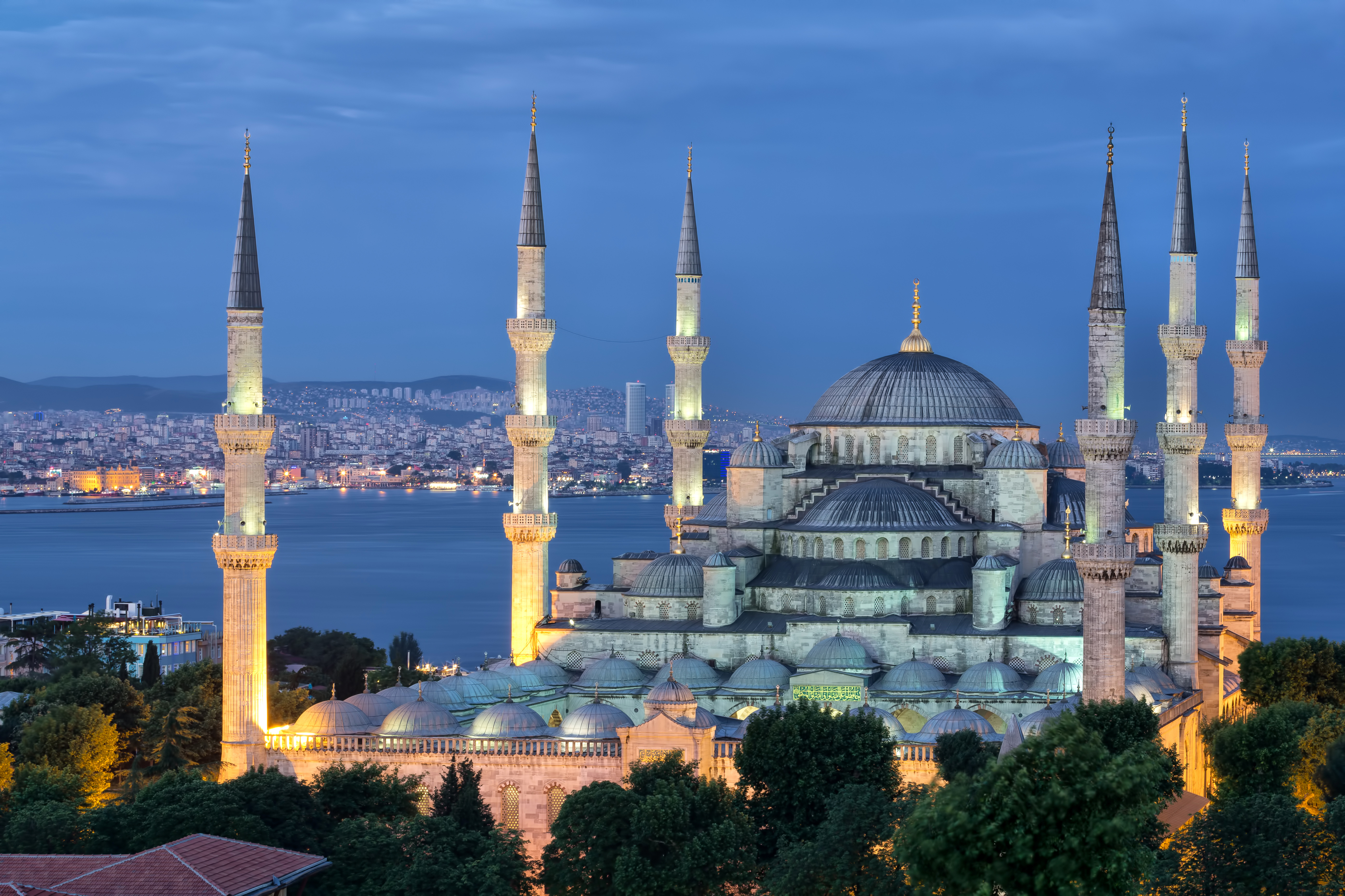 Turkey, Sultanahmet Mosque, The City, Evening, Istanbul, - Sultan Ahmed Mosque - HD Wallpaper 