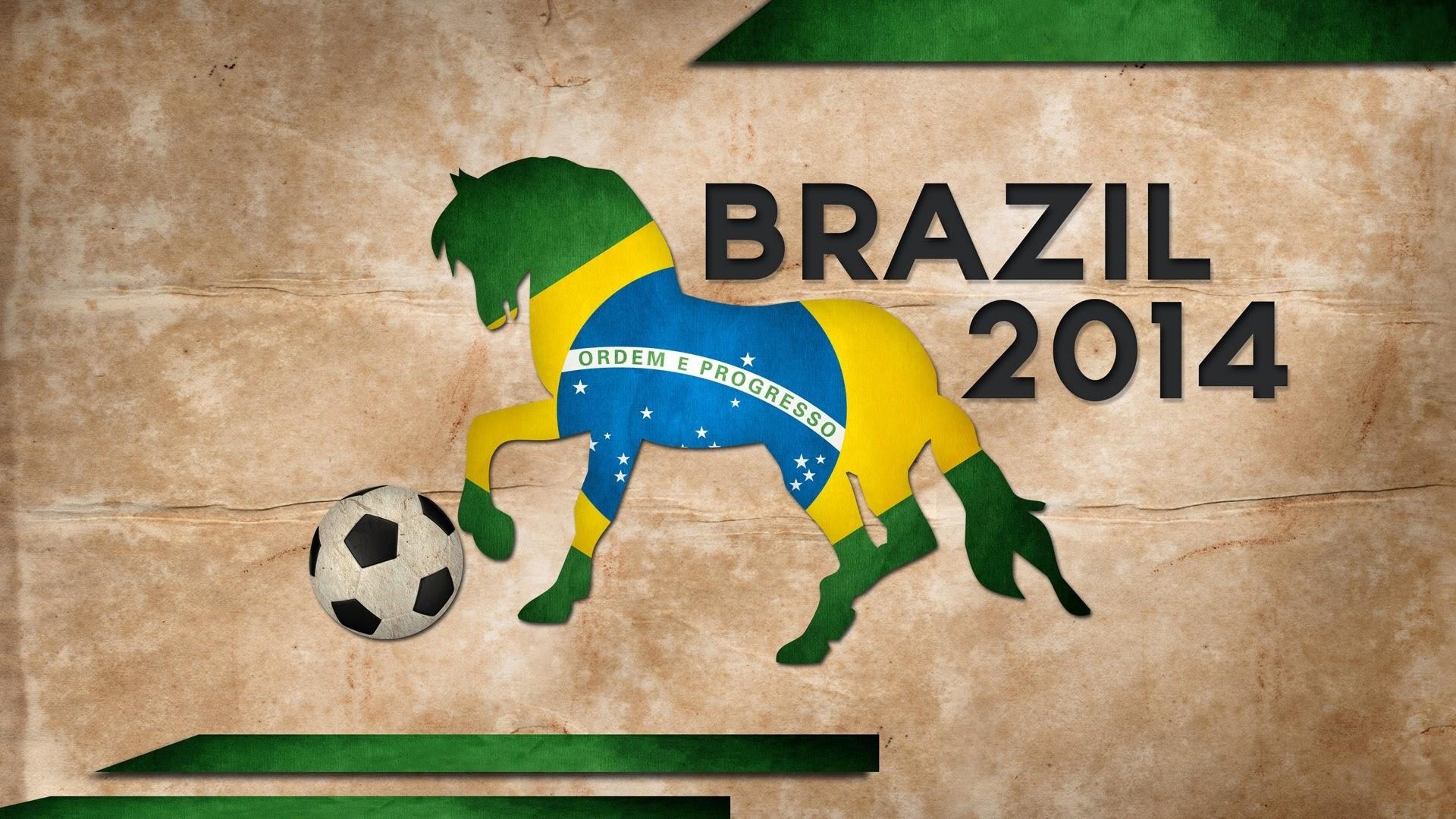 Fifa 2014 Brazil Flag On Horse Kicking Soccer Ball - Brazil Flag Horse - HD Wallpaper 