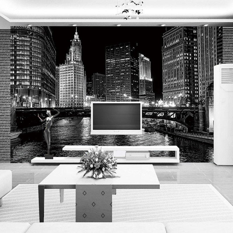 Город Черно Белые Фотообои В Интерьере - HD Wallpaper 