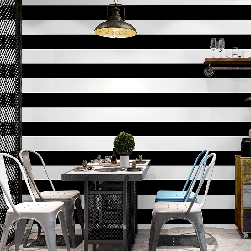 Black And White Striped Wallpaper Living Room - HD Wallpaper 