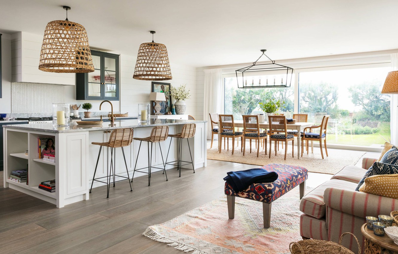 Photo Wallpaper Interior, Kitchen, Dining Room, Modern - Interior Design - HD Wallpaper 