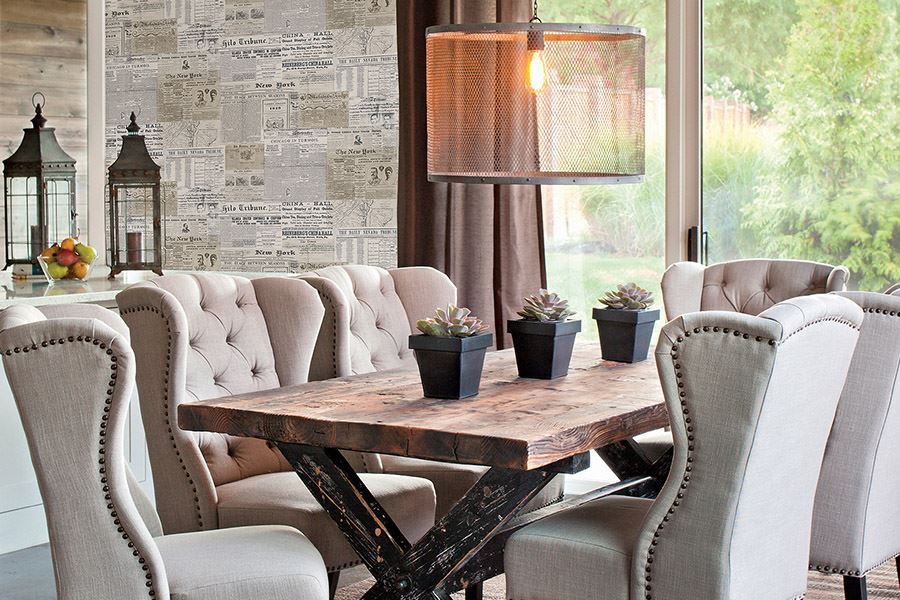 Modern Living Room Wallpaper Ideas - Dining Room With Wallpaper Ideas - HD Wallpaper 
