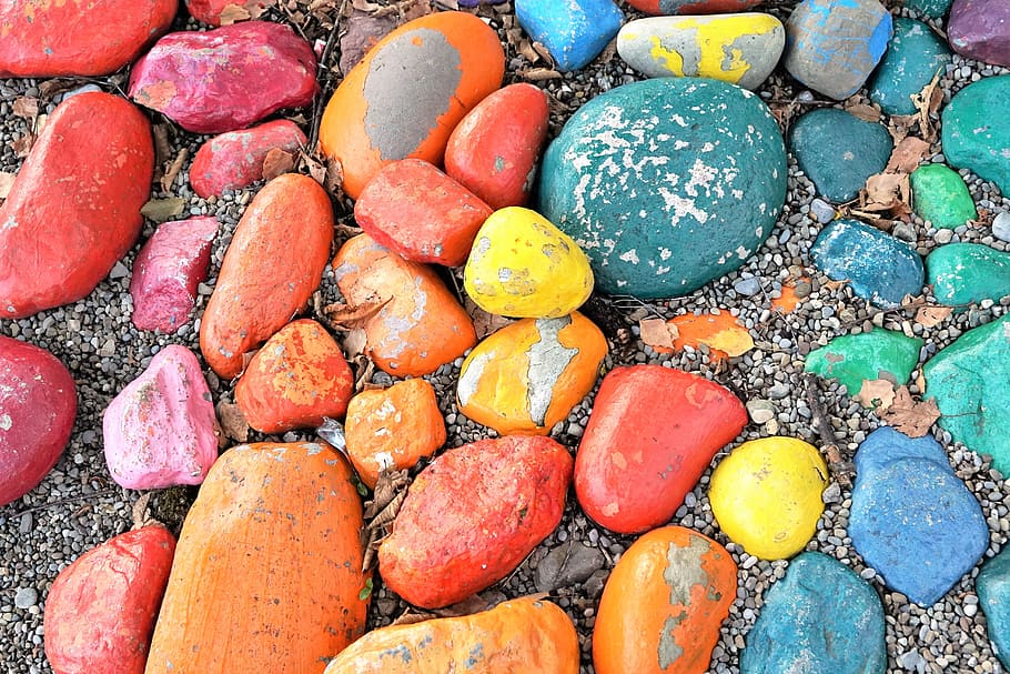 Assorted-color Stone Lot On Sand, Stones, Colorful, - Gambar Batu Warna Warni - HD Wallpaper 