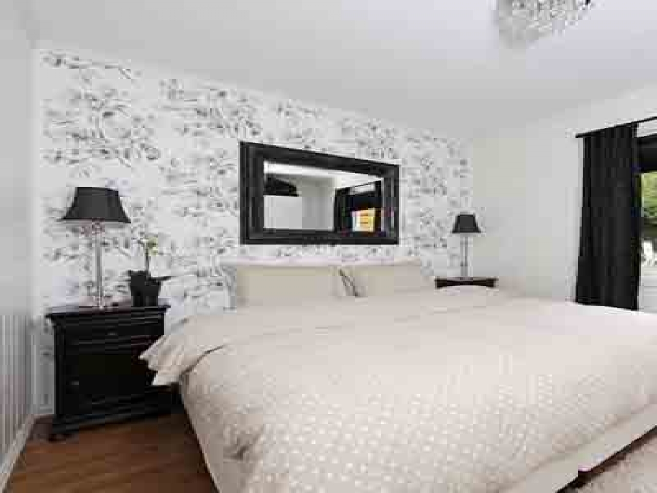 Wallpaper Room Black And White Wallpaper Room Is One - Black And White Wallpapered Bedrooms - HD Wallpaper 