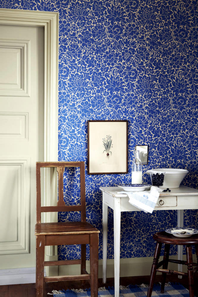 Living Room - Blue Home Wallpaper Floral - 667x1000 Wallpaper 