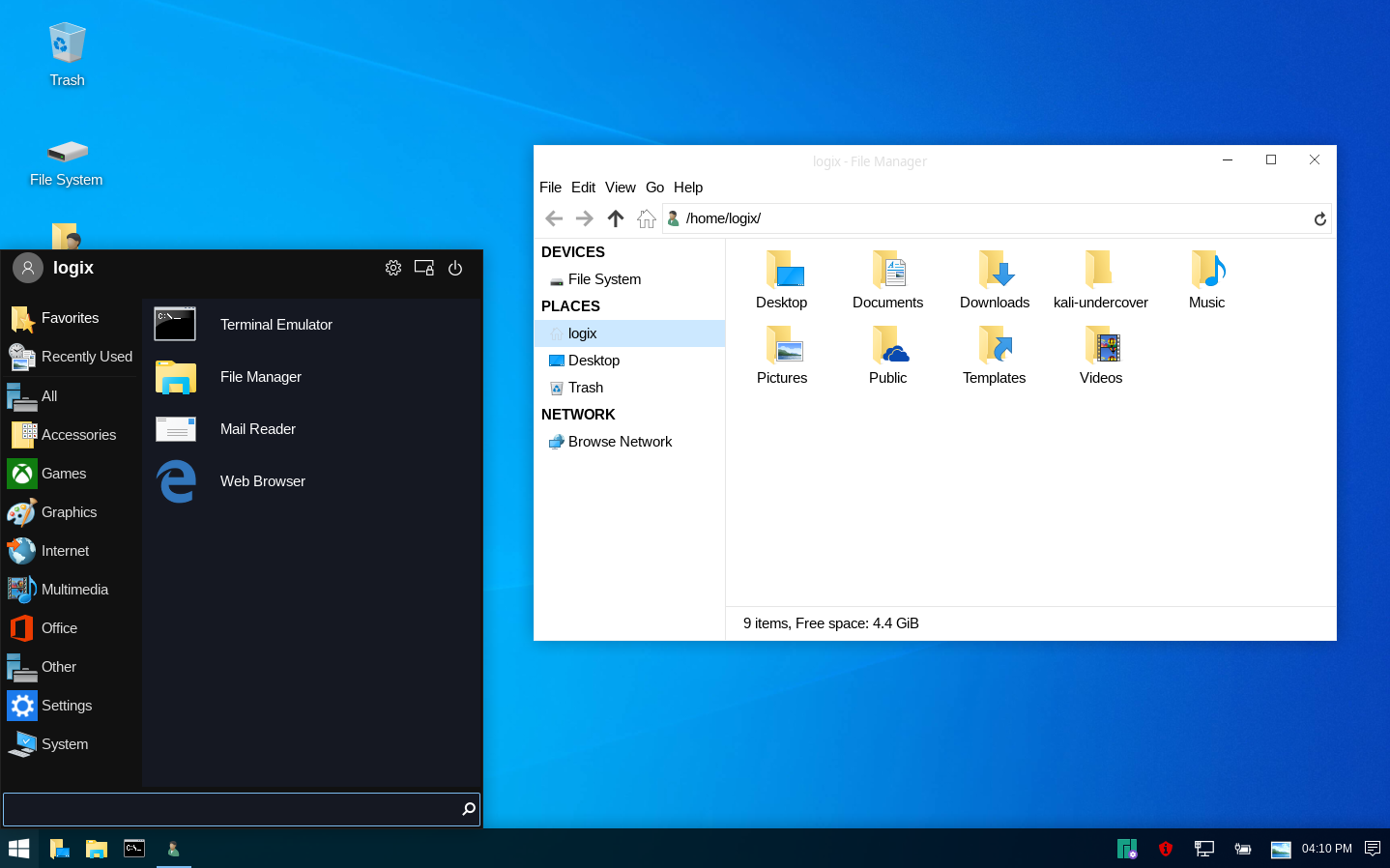 Kali Linux Undercover Windows 10 Mode - Kali Linux Undercover Mode - HD Wallpaper 