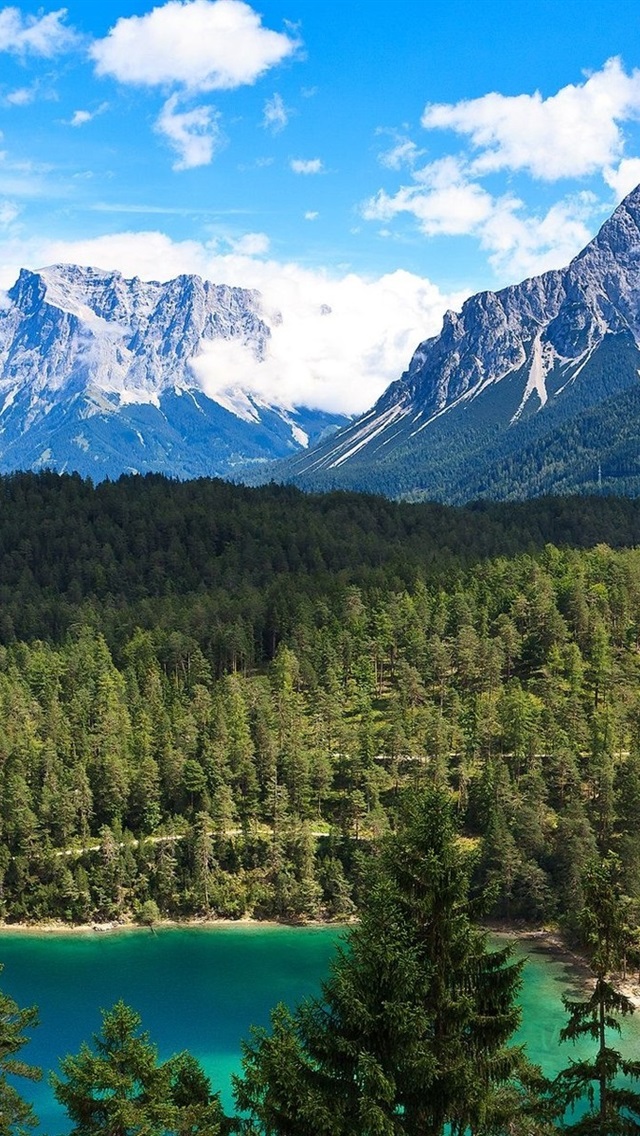 Iphone Wallpaper Forest, Mountains, Lake, Clouds, Canada - Zugspitze - HD Wallpaper 