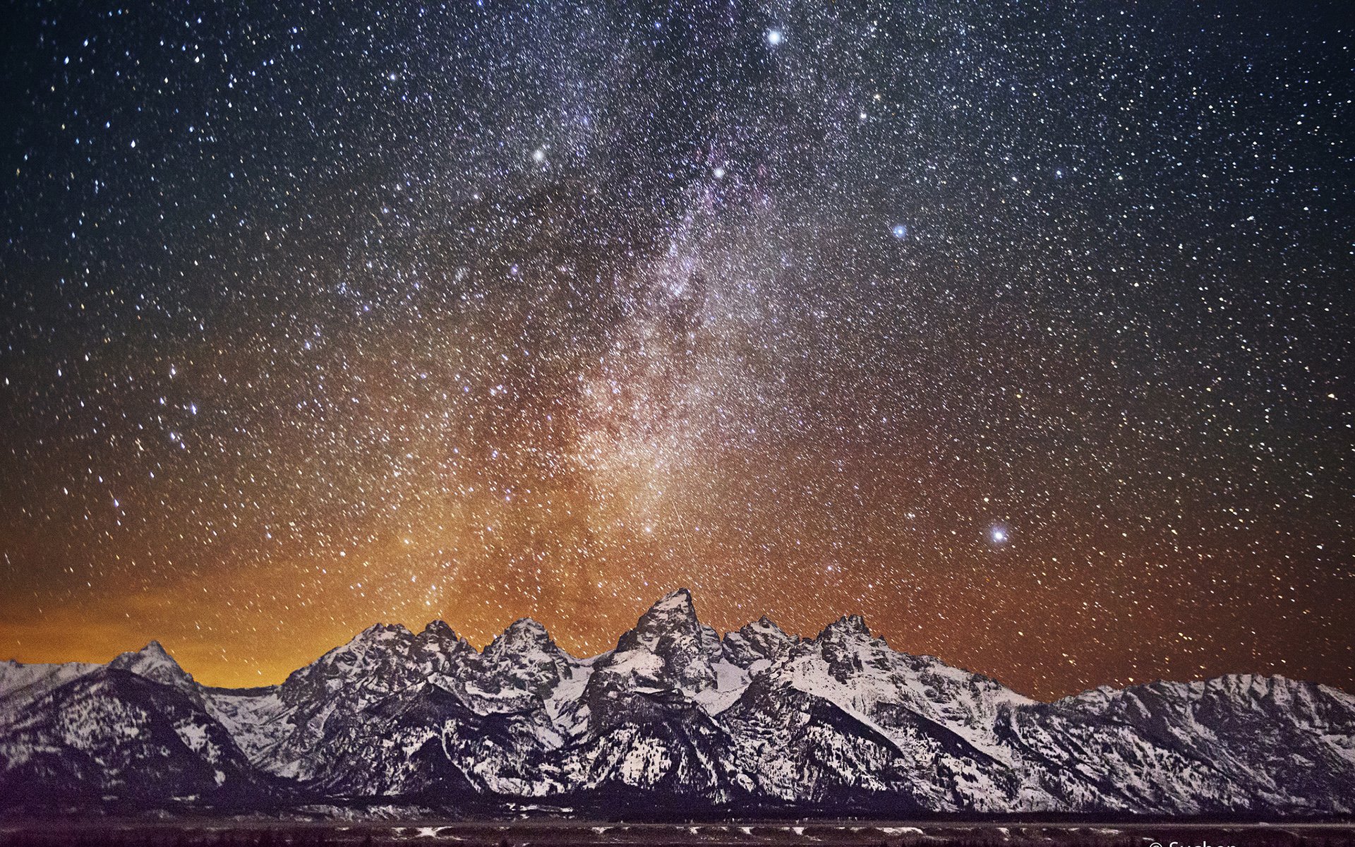 Milky Way Over The Grand Tetons - HD Wallpaper 