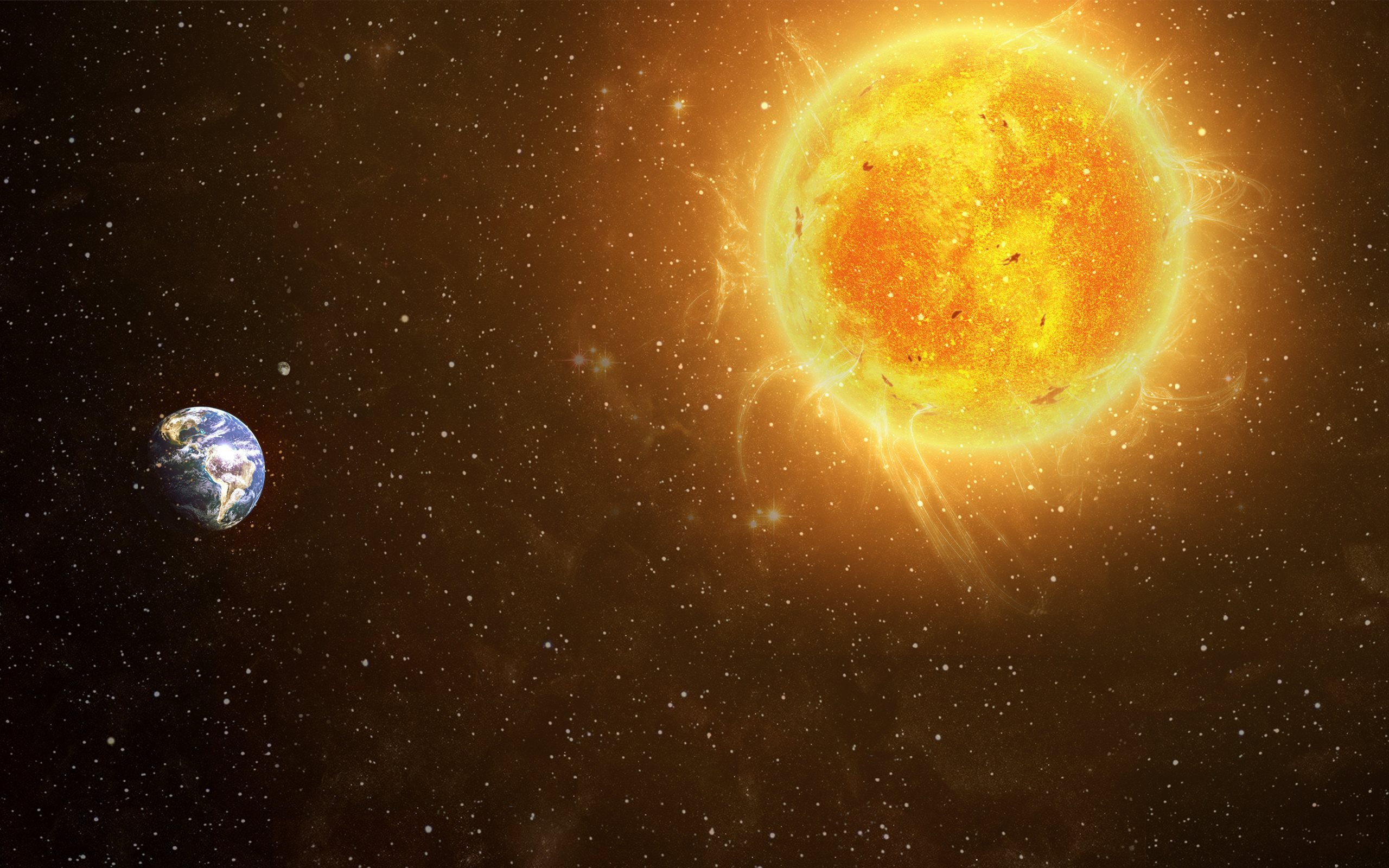 Earth Sun Solar System - HD Wallpaper 