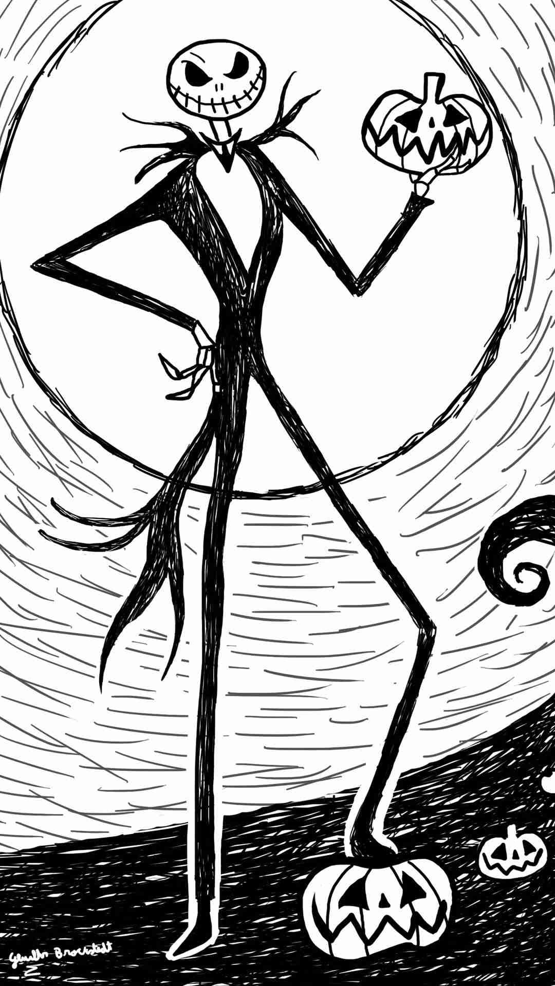 Halloween Jack Skellington Easy Painting 2014 Iphone - Nightmare Before Christmas Easy Drawings - HD Wallpaper 