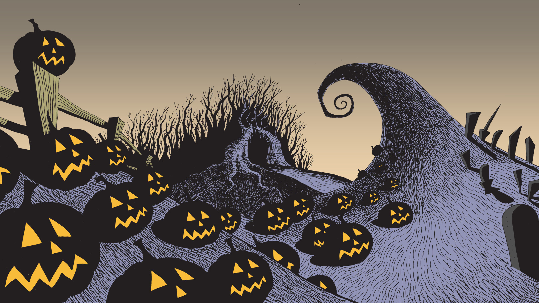 Nightmare Before Christmas Biginf 
 Data-src - Nightmare Before Christmas Landscape - HD Wallpaper 