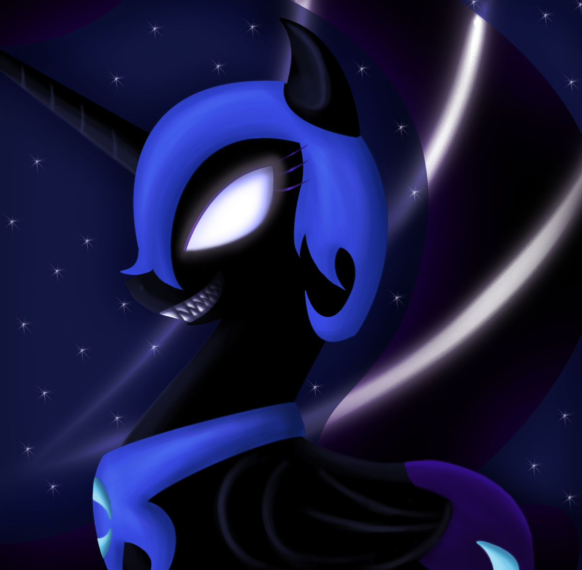 Princess Luna Rarity Twilight Sparkle Blue Purple Violet - My Little Pony Naitmer Moon Creepy - HD Wallpaper 