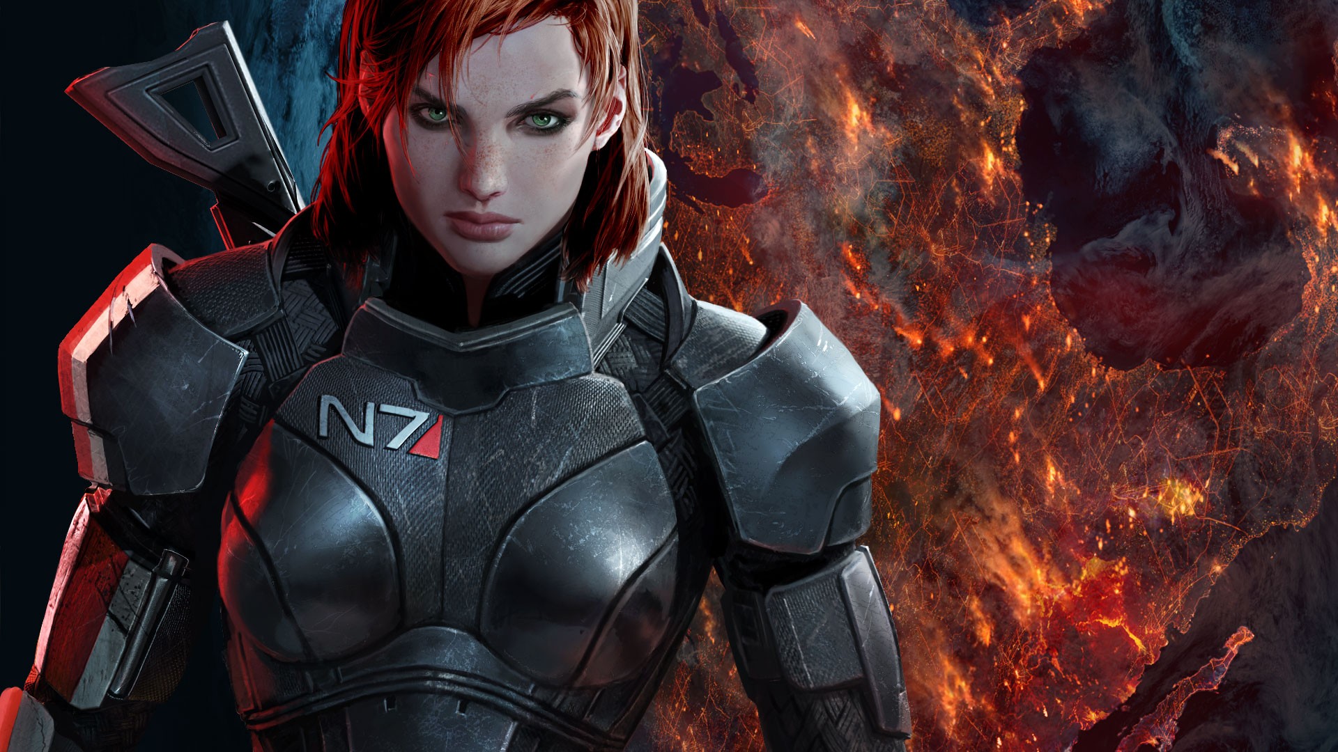Earth N7 Wallpaper - Commander Shepard Mass Effect 3 Female - HD Wallpaper 