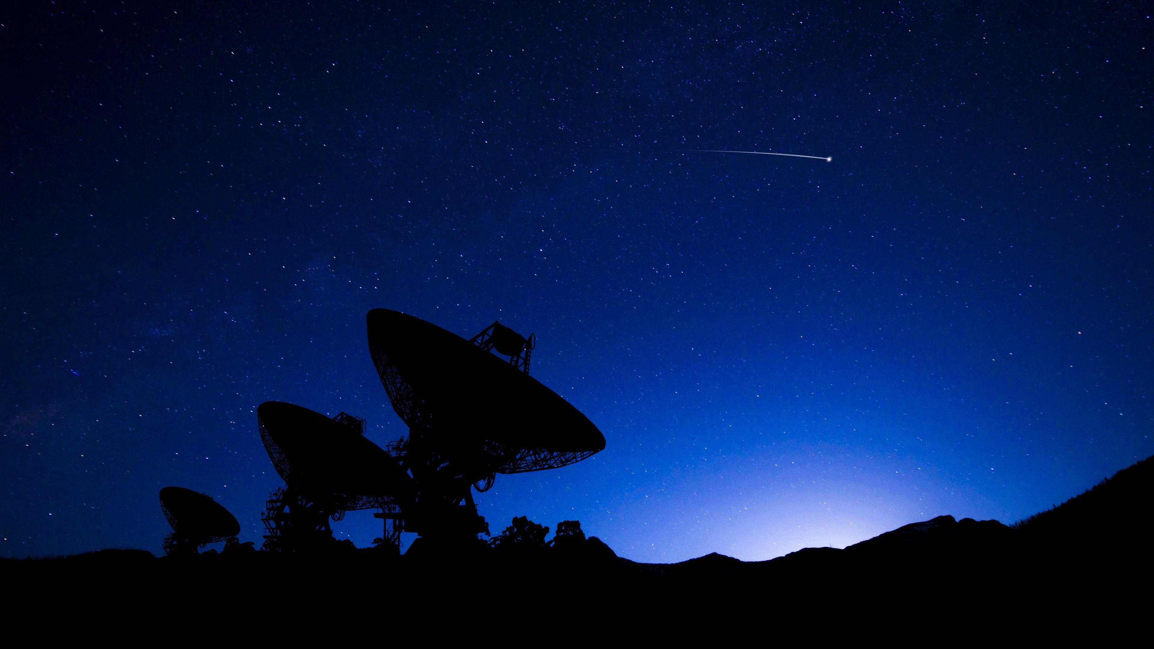 Wallpaper Radio Telescope, Silhouette, Stars, Sky, - HD Wallpaper 