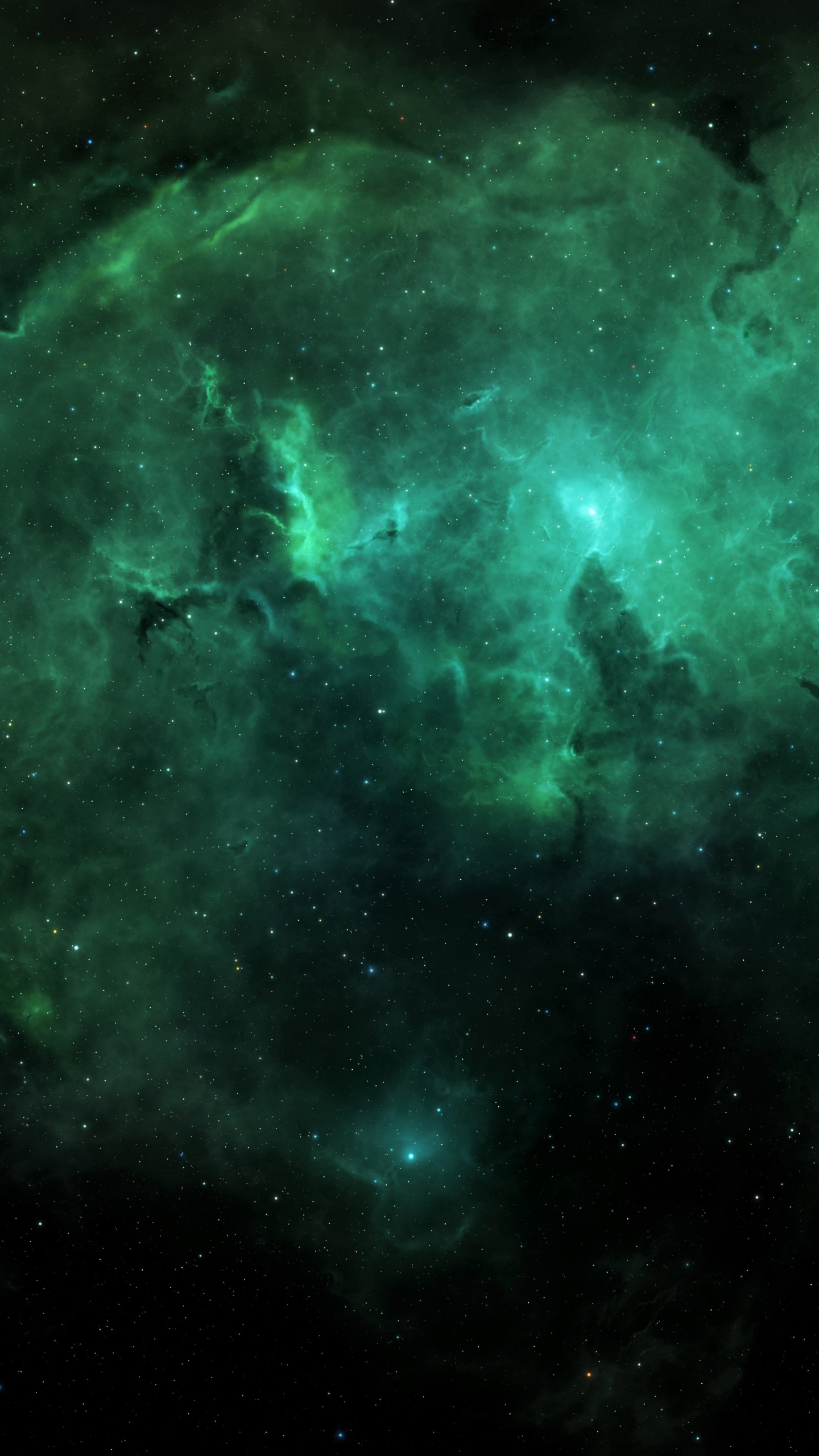Green Space Nebula Wallpaper Phone - HD Wallpaper 