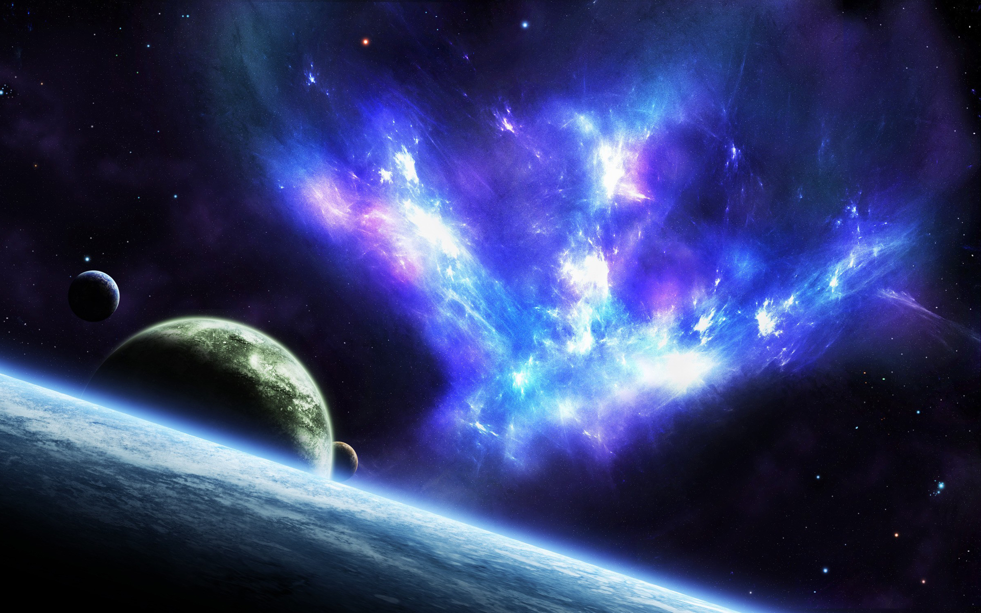 Amazing Glow Wallpaper - Art Space Stars And Planets - HD Wallpaper 